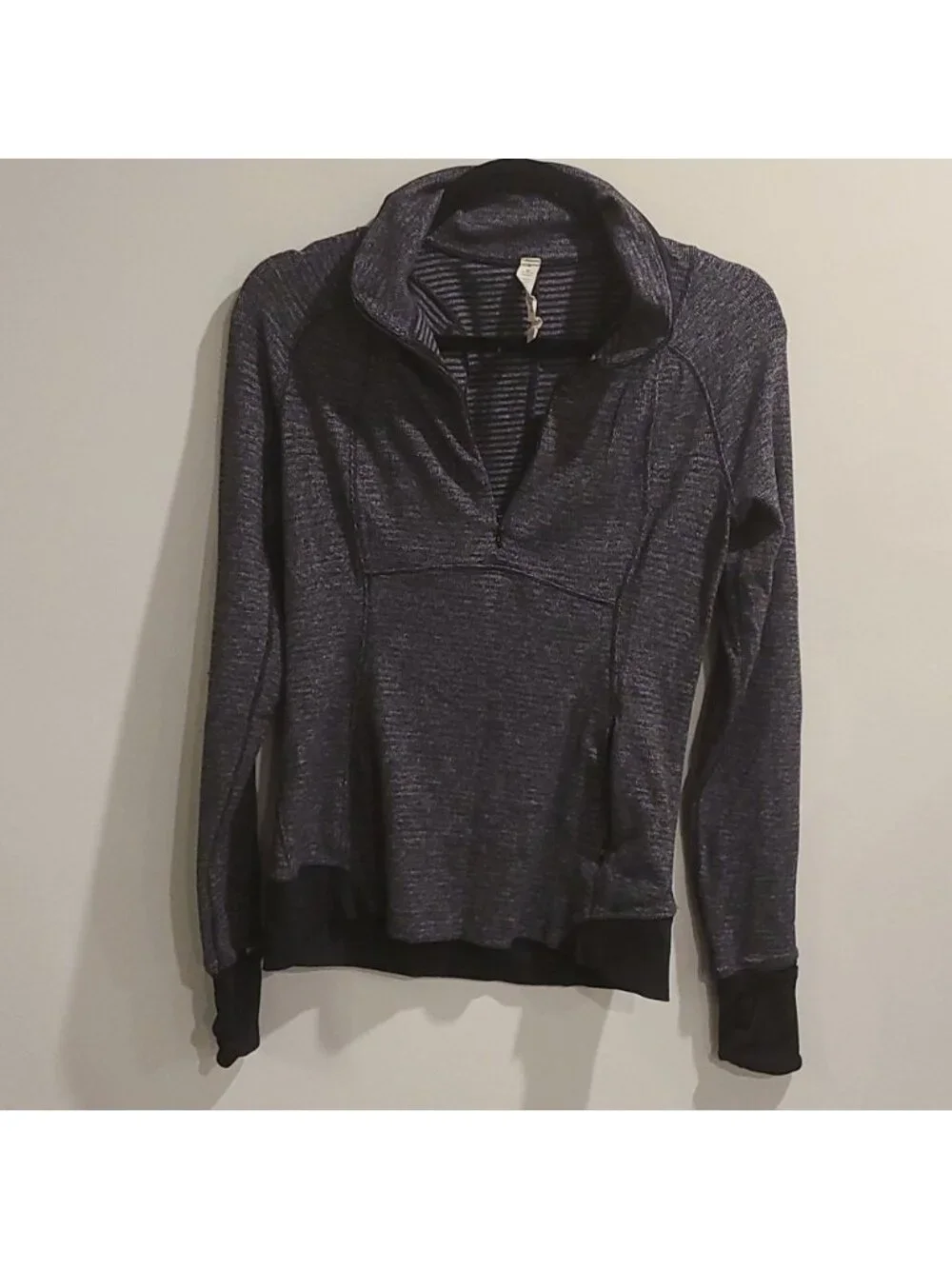Lululemon Runderful 1/2 Zip Mini Check Pique Black Heathered Black / Black